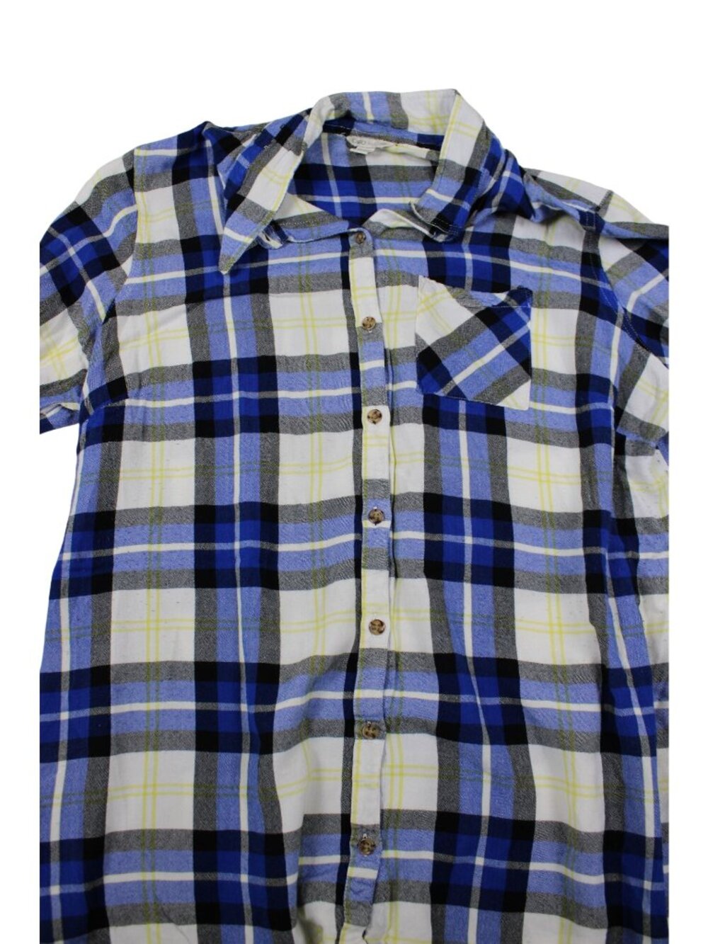 Cato Womens Plus Size Plaid Button-Up Shirt 18/20W Blue White Black Long Sleeve